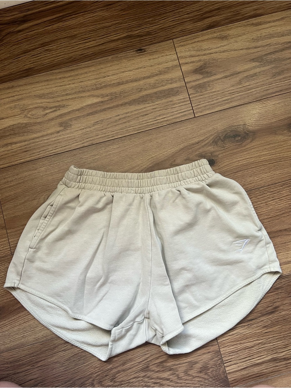 Gymshark Training Sweat Shorts Medium M Beige Taupe Fleece High Waisted